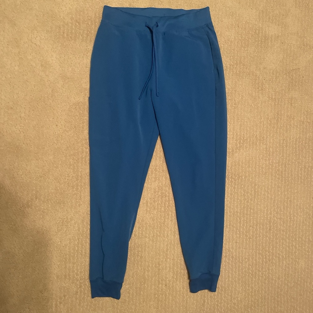 Mandala Scrubs Jogger Pants Small Royal Blue High Waisted Stretch GUC